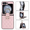 Rhombus PU Leather Ring Case for Samsung Z Flip5 Samsung Z Flip5 / Pink - Ktusu