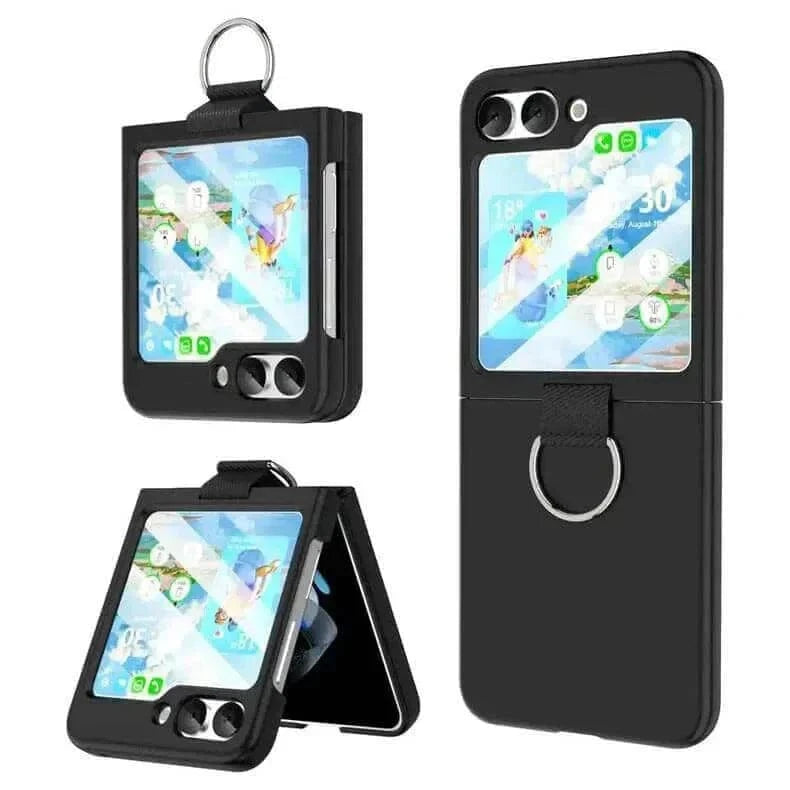 Ribbon Metal Ring Holder matte finish Hard Case for Samsung Z Flip5 - Ktusu