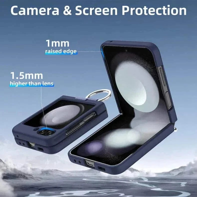 Ribbon Metal Ring Holder matte finish Hard Case for Samsung Z Flip5 - Ktusu
