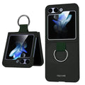 Ribbon Metal Ring Holder matte finish Hard Case for Samsung Z Flip5 Samsung Z Flip5 / Midnight Green - Ktusu
