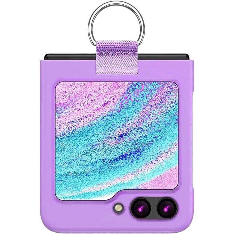 Ribbon Metal Ring Holder matte finish Hard Case for Samsung Z Flip5 Samsung Z Flip5 / Purple - Ktusu
