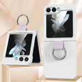 Ribbon Metal Ring Holder matte finish Hard Case for Samsung Z Flip5 Samsung Z Flip5 / White - Ktusu