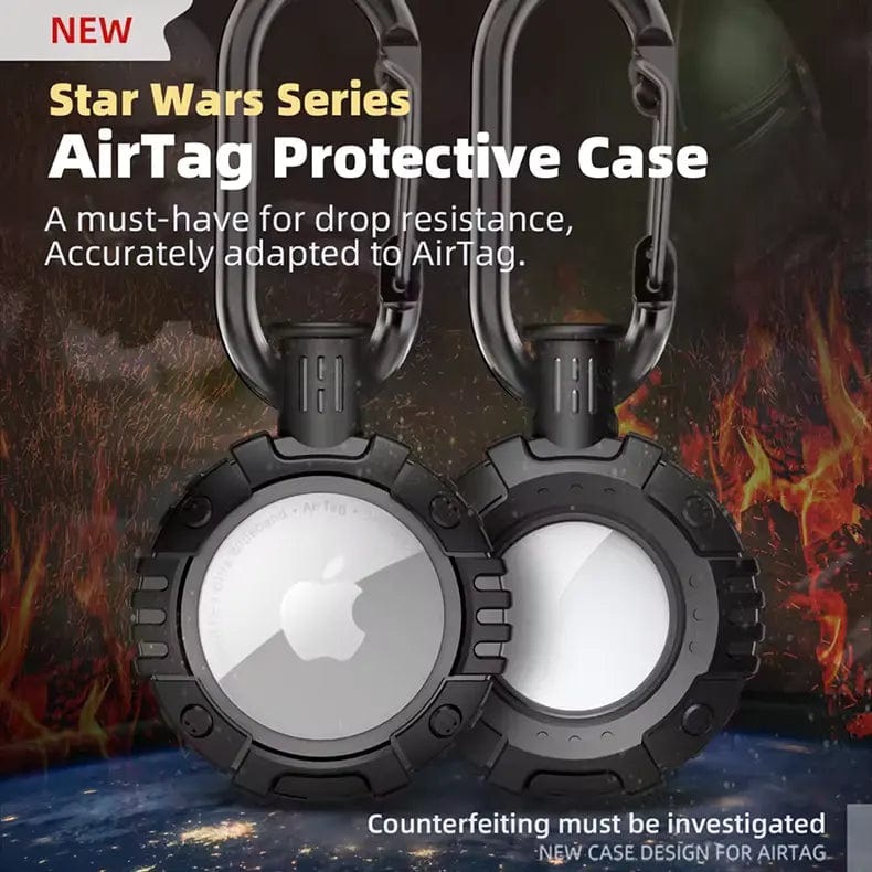 Rugged Soft TPU Keychain Cover for Apple AirTag AirTag / Black - Ktusu