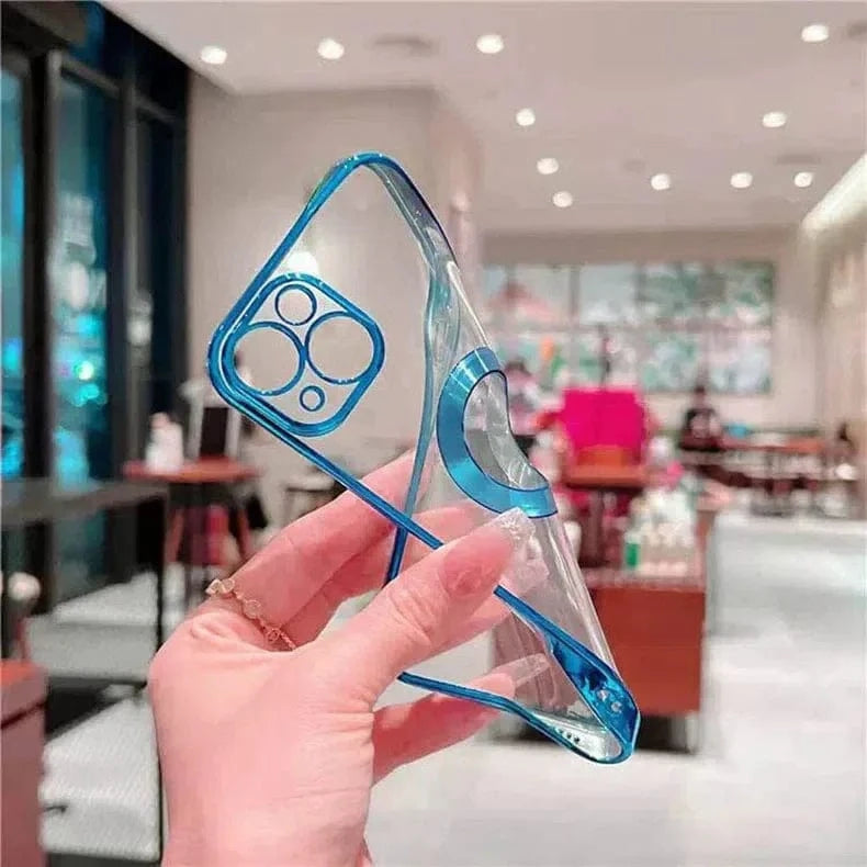 Silicone Soft Transparent Lens Protection Chrome Case for iPhone 14 Pro Max - Ktusu