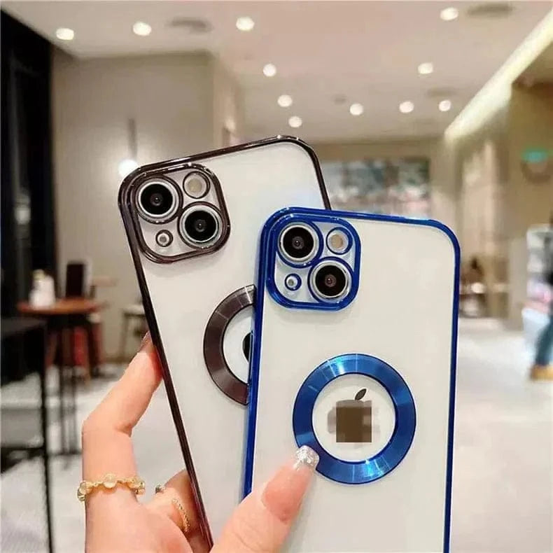 Silicone Soft Transparent Lens Protection Chrome Case for iPhone 14 Pro Max - Ktusu
