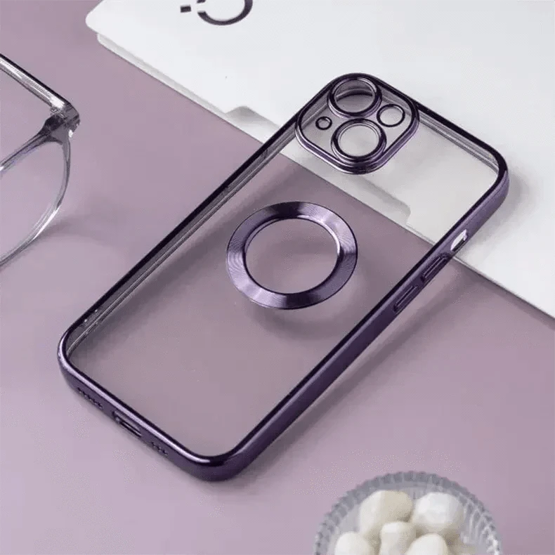 Silicone Soft Transparent Lens Protection Chrome Case for iPhone 14 Pro Max iPhone 14 Pro Max / Deep Purple - Ktusu
