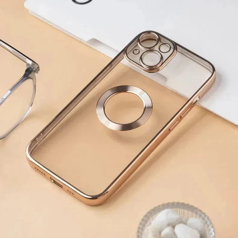 Silicone Soft Transparent Lens Protection Chrome Case for iPhone 14 Pro Max iPhone 14 Pro Max / Gold - Ktusu