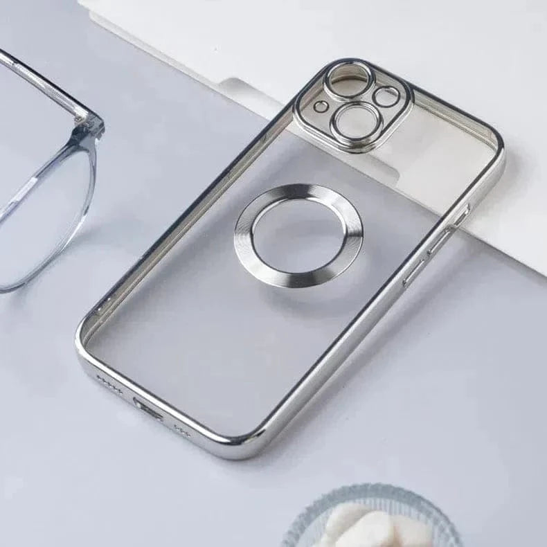Silicone Soft Transparent Lens Protection Chrome Case for iPhone 14 Pro Max iPhone 14 Pro Max / Silver - Ktusu
