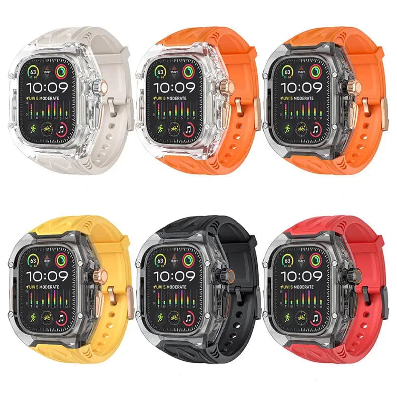 Silicone Watch Band with Protective Rugged Hard Cover for Apple Watch Ultra 49mm - Ktusu