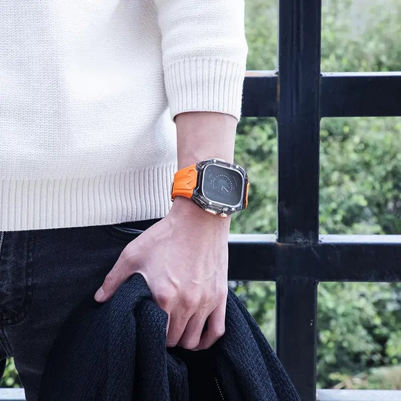 Silicone Watch Band with Protective Rugged Hard Cover for Apple Watch Ultra 49mm - Ktusu
