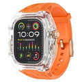 Silicone Watch Band with Protective Rugged Hard Cover for Apple Watch Ultra 49mm Ultra 49mm / Orange Clear - Ktusu