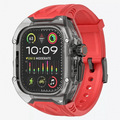 Silicone Watch Band with Protective Rugged Hard Cover for Apple Watch Ultra 49mm Ultra 49mm / Red Smoke - Ktusu