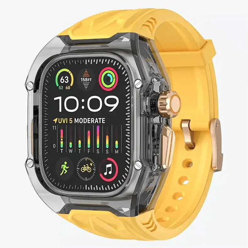 Silicone Watch Band with Protective Rugged Hard Cover for Apple Watch Ultra 49mm Ultra 49mm / Yellow Smoke - Ktusu