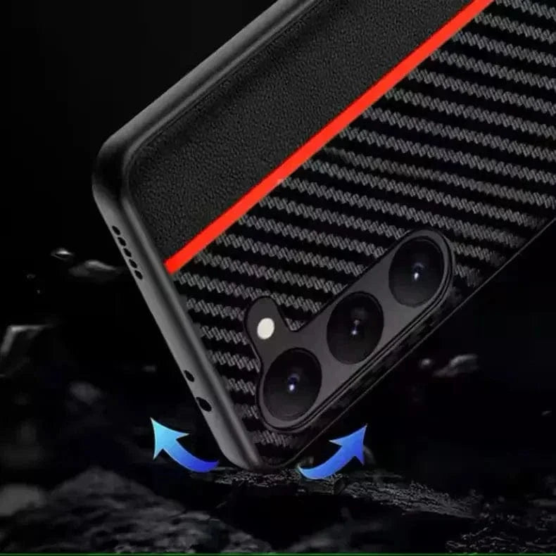 Slim Carbon Fiber PU Leather Hard Case for Samsung S23 Plus - Ktusu