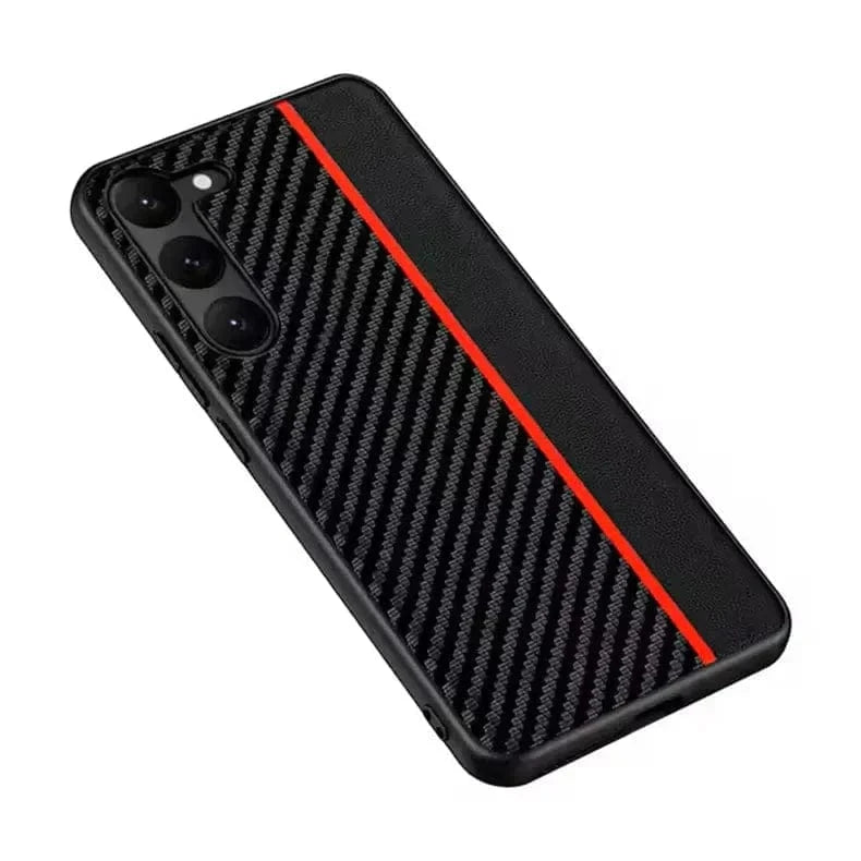 Slim Carbon Fiber PU Leather Hard Case for Samsung S23 Plus - Ktusu