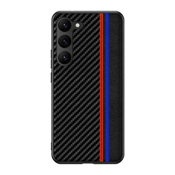 Slim Carbon Fiber PU Leather Hard Case for Samsung S23 Plus Samsung S23 Plus / Red Blue - Ktusu