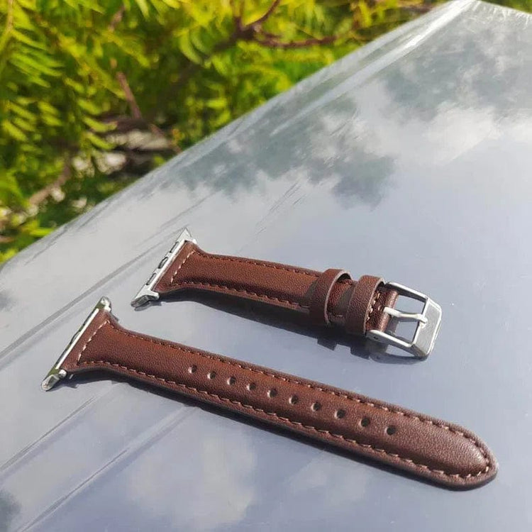 Slim Classic Leather Texture Band for Apple Watch 42 | 44 | 45 | Ultra 49 | 46mm S10 42 | 44 | 45 | Ultra 49 | 46mm S10 / Brown - Ktusu