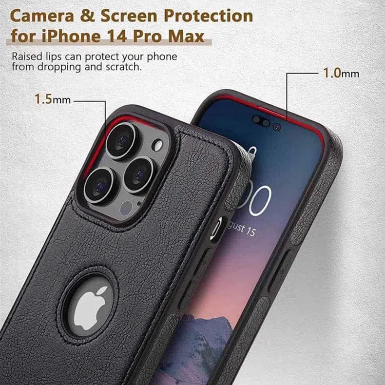 Slim PU Lychee Leather Texture Hard Case for iPhone 14 Pro - Ktusu