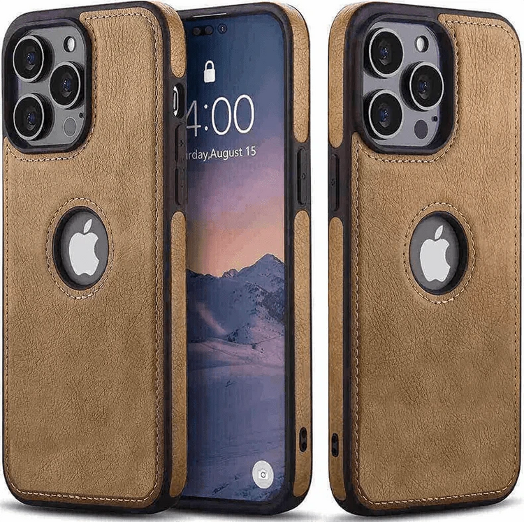 Slim PU Lychee Leather Texture Hard Case for iPhone 14 Pro iPhone 14 Pro / Brown - Ktusu