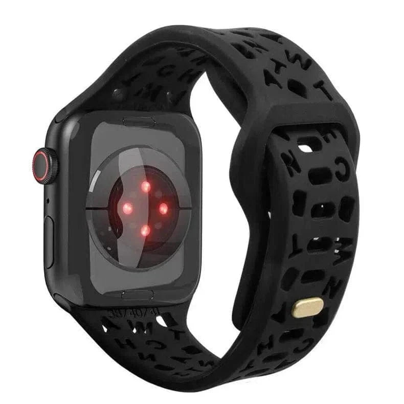 Soft Silicone Alphabetic Band for Apple Watch 38 | 40 | 41 | 42mm S10 38 | 40 | 41 | 42mm S10 / Black - Ktusu