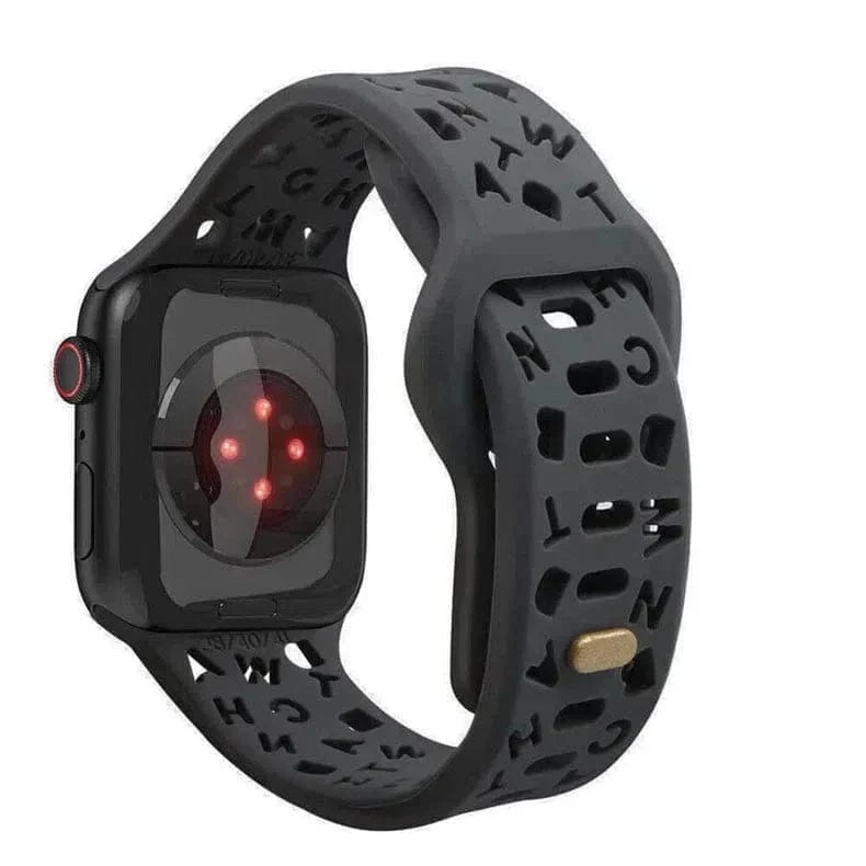 Soft Silicone Alphabetic Band for Apple Watch 38 | 40 | 41 | 42mm S10 38 | 40 | 41 | 42mm S10 / Dark Grey - Ktusu
