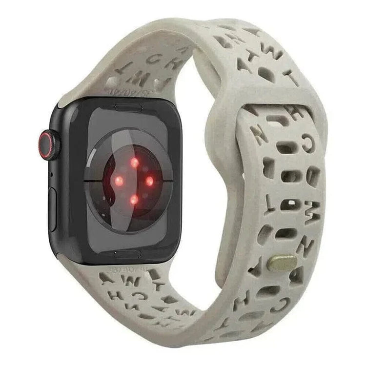 Soft Silicone Alphabetic Band for Apple Watch 38 | 40 | 41 | 42mm S10 38 | 40 | 41 | 42mm S10 / Off White - Ktusu