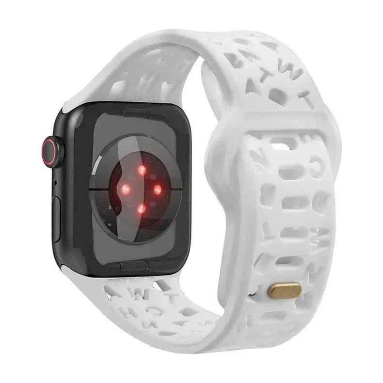 Soft Silicone Alphabetic Band for Apple Watch 38 | 40 | 41 | 42mm S10 38 | 40 | 41 | 42mm S10 / White - Ktusu