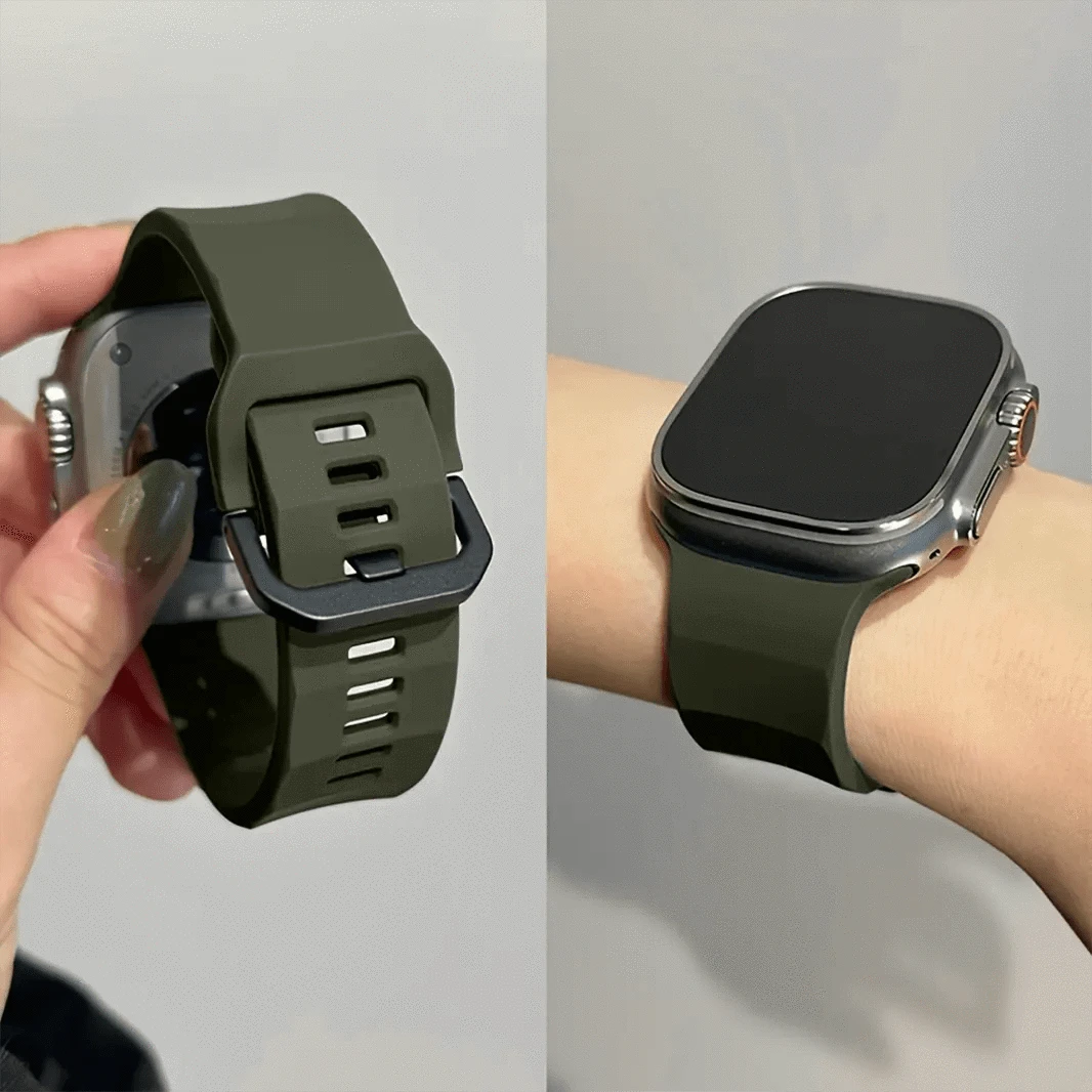 Soft Silicone Ripple Band for Apple Watch 42 | 44 | 45 | Ultra 49 | 46mm S10 42 | 44 | 45 | Ultra 49 | 46mm S10 / Army Green - Ktusu