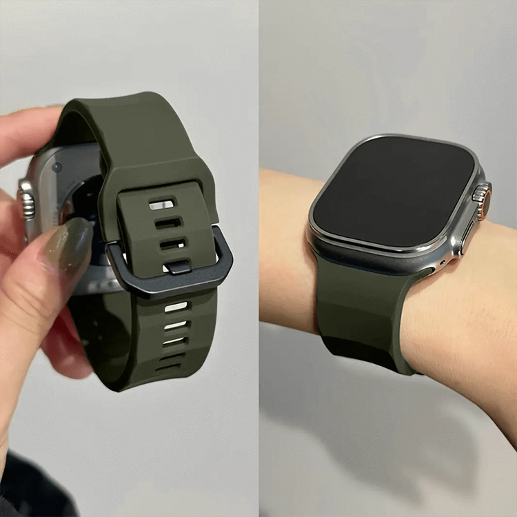 Soft Silicone Ripple Band for Apple Watch 42 | 44 | 45 | Ultra 49 | 46mm S10 42 | 44 | 45 | Ultra 49 | 46mm S10 / Army Green - Ktusu