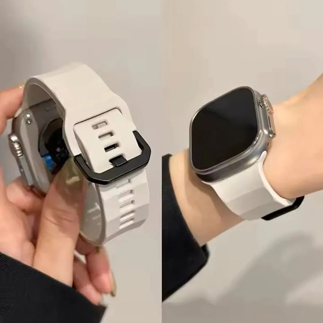 Soft Silicone Ripple Band for Apple Watch 42 | 44 | 45 | Ultra 49 | 46mm S10 42 | 44 | 45 | Ultra 49 | 46mm S10 / Cream - Ktusu