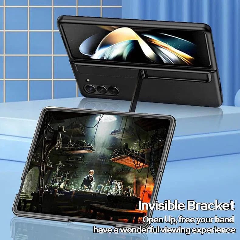 Soft Touch Coating Standing Case With Pen Case for Samsung Z Fold5 - Ktusu