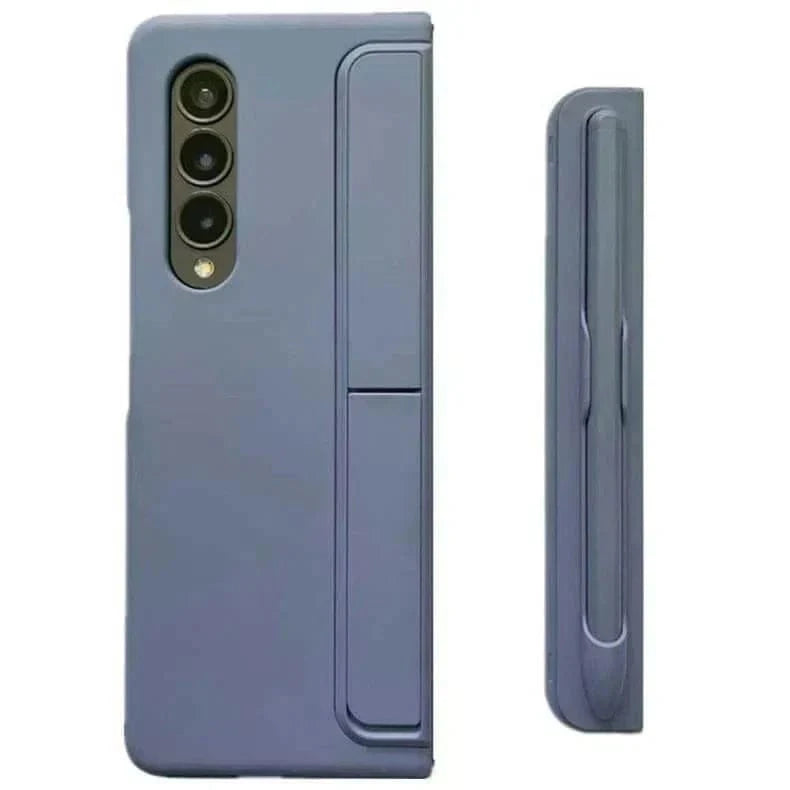 Soft Touch Coating Standing Case With Pen Case for Samsung Z Fold5 Samsung Z Fold5 / Pine Blue - Ktusu