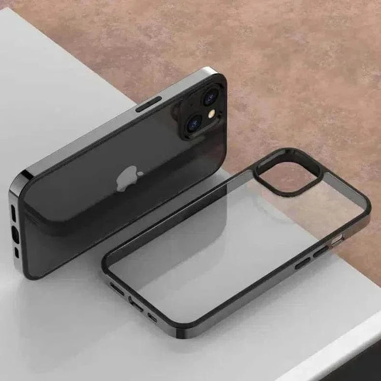 Square Electroplated Clear Hard Case for iPhone 13 iPhone 13 / Black - Ktusu