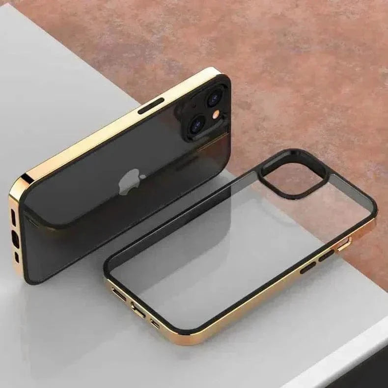 Square Electroplated Clear Hard Case for iPhone 14 Pro Max iPhone 14 Pro Max / Gold - Ktusu