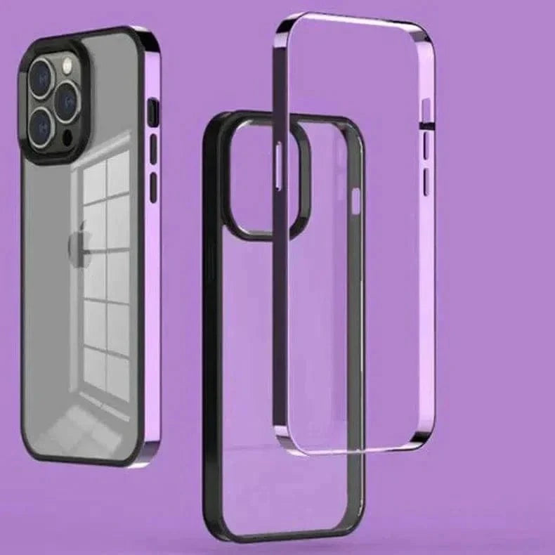 Square Electroplated Clear Hard Case for iPhone 14 Pro Max iPhone 14 Pro Max / Purple - Ktusu
