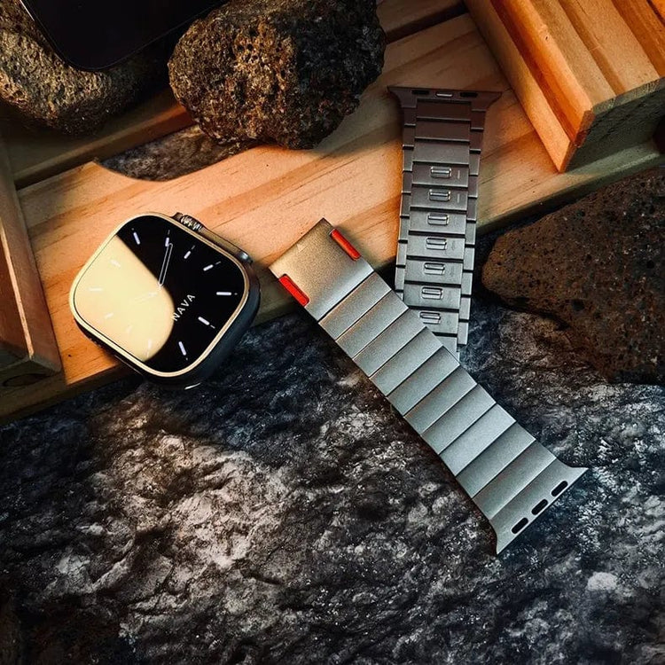 Stainless Steel Magnetic Closure Bracelet for Apple Watch 42 | 44 | 45 | Ultra 49 | 46mm S10 42 | 44 | 45 | Ultra 49 | 46mm S10 / Titanium Matte Ornage - Ktusu