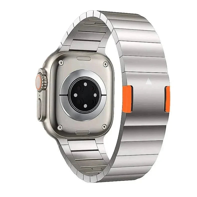 Stainless Steel Magnetic Closure Bracelet for Apple Watch 42 | 44 | 45 | Ultra 49 | 46mm S10 42 | 44 | 45 | Ultra 49 | 46mm S10 / Titanium Matte Ornage - Ktusu