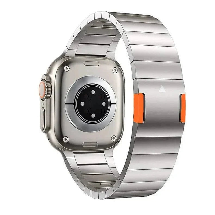 Stainless Steel Magnetic Closure Bracelet for Apple Watch 42 | 44 | 45 | Ultra 49 | 46mm S10 42 | 44 | 45 | Ultra 49 | 46mm S10 / Titanium Matte Ornage - Ktusu