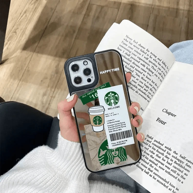 Starbucks Print Mirror Acrylic Glass Hard Case for iPhone 12 Pro Max - Ktusu