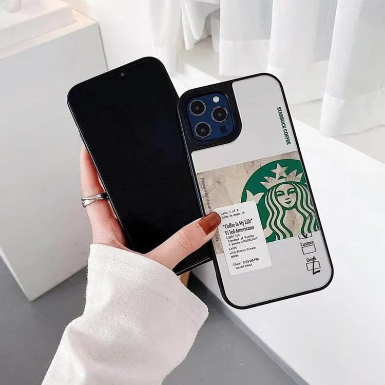 Starbucks Print Mirror Acrylic Glass Hard Case for iPhone 12 Pro Max iPhone 12 Pro Max / Starbucks 1 - Ktusu