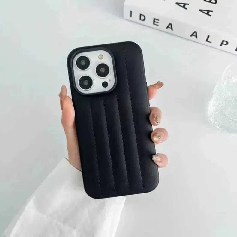 Stitch Leather Texture Hard Case for iPhone 13 iPhone 13 / Black - Ktusu
