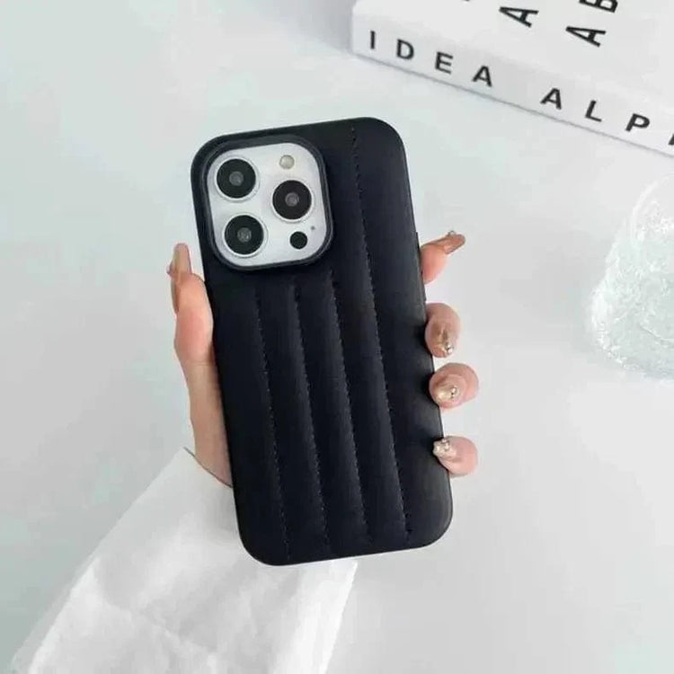 Stitch Leather Texture Hard Case for iPhone 13 iPhone 13 / Black - Ktusu