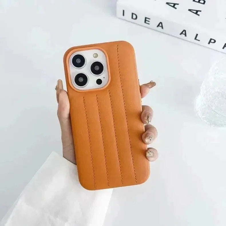 Stitch Leather Texture Hard Case for iPhone 13 iPhone 13 / Brown - Ktusu