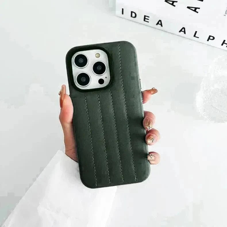 Stitch Leather Texture Hard Case for iPhone 13 iPhone 13 / Midnight Green - Ktusu