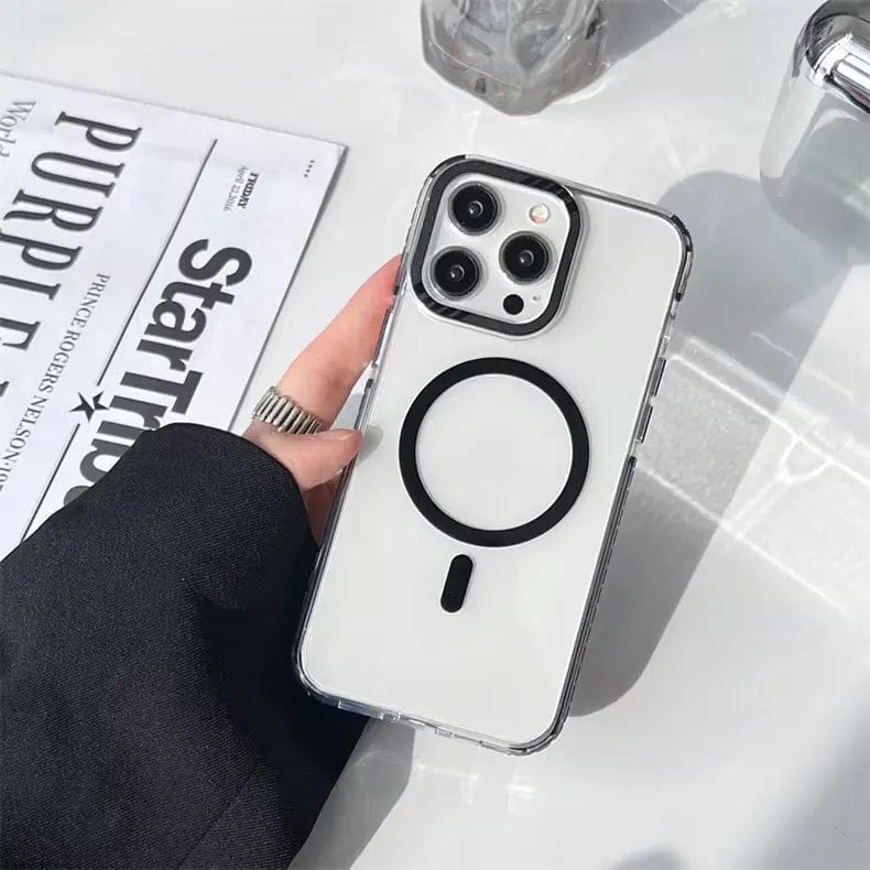 Strong Magnetic Magsafe Support Clear Hard Case for iPhone 15 Pro Max iPhone 15 Pro Max / black / with magsafe - Ktusu