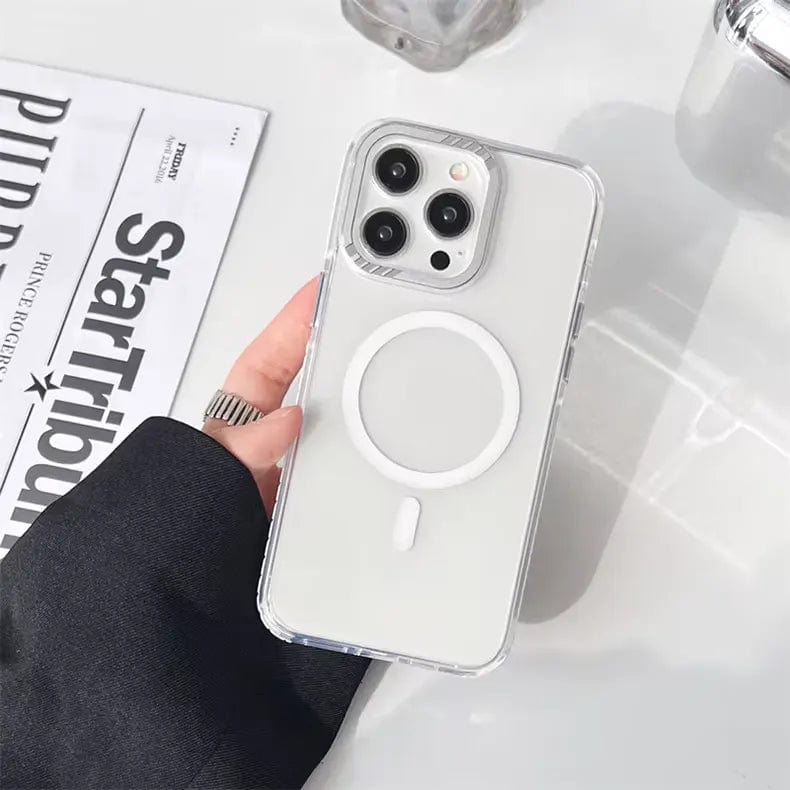 Strong Magnetic Magsafe Support Clear Hard Case for iPhone 15 Pro Max iPhone 15 Pro Max / white / with magsafe - Ktusu