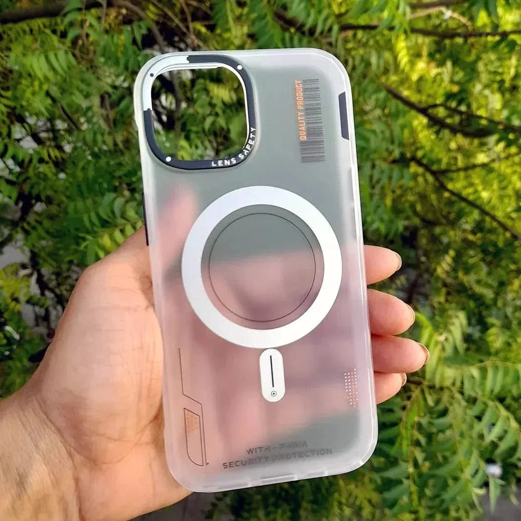 Tech Style Magnetic MagSafe Frosted Case for iPhone 15 iPhone 15 / Barcode / White - Ktusu