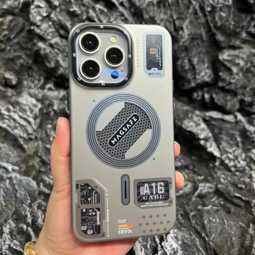 Tech Style Magnetic MagSafe Frosted Case for iPhone 15 iPhone 15 / Digital / Silver - Ktusu