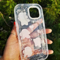 Teddy Bear Print Silver Glitter Foil Clear Soft Case for iPhone 14 Pro - Ktusu