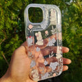 Teddy Bear Print Silver Glitter Foil Clear Soft Case for iPhone 14 Pro - Ktusu